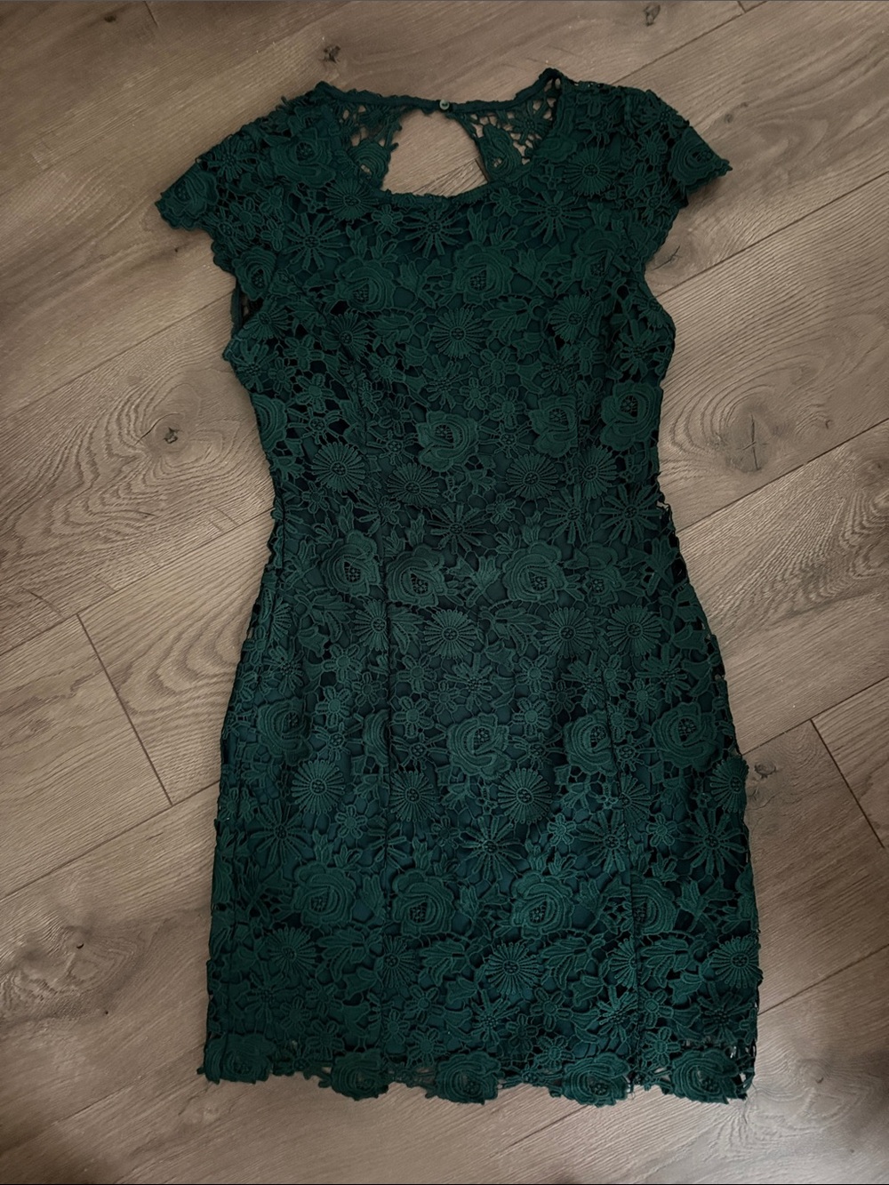 Lulus Dark Green Floral Lace Mini Dress